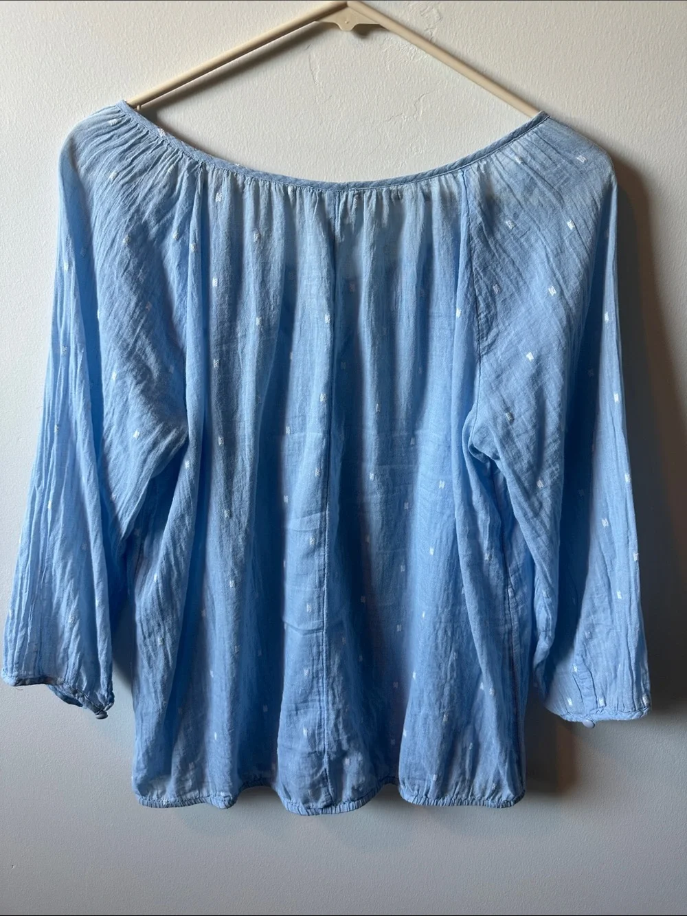 J. CREW Light Blue Peasant Blouse with Tassel Tie